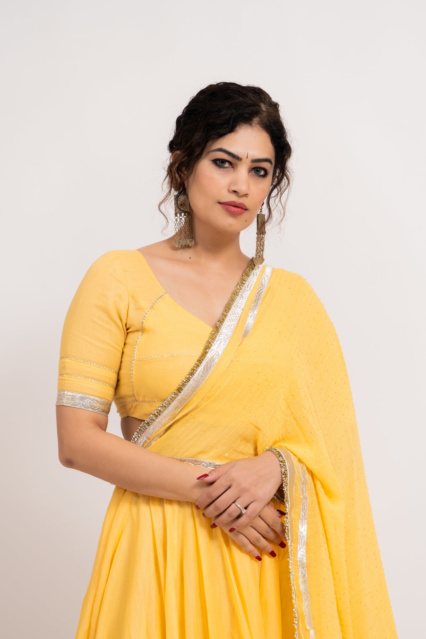 Yellow Silver Chaniya Choli Set
