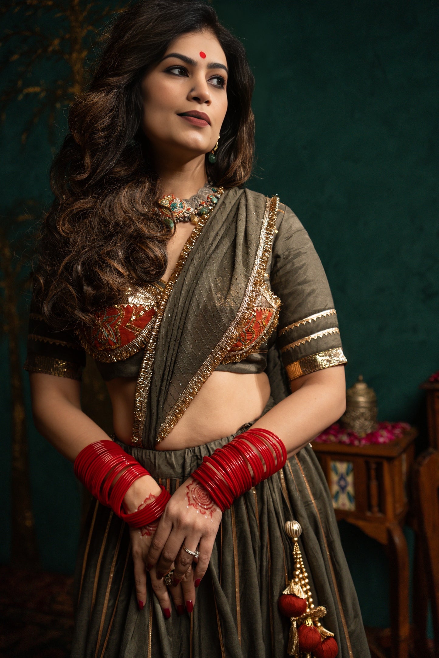 Grey Lampi Chaniya Choli Set