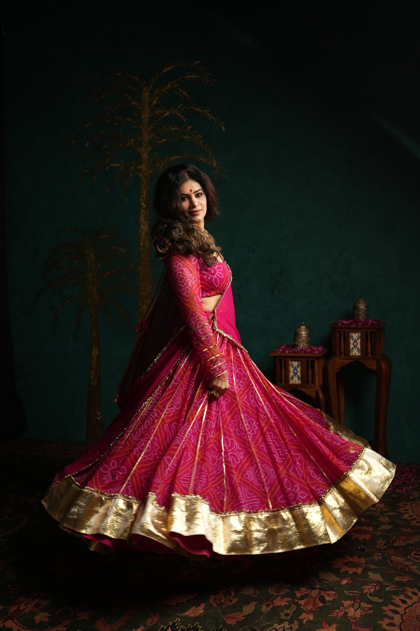 Pink Bandhani Lehenga Set