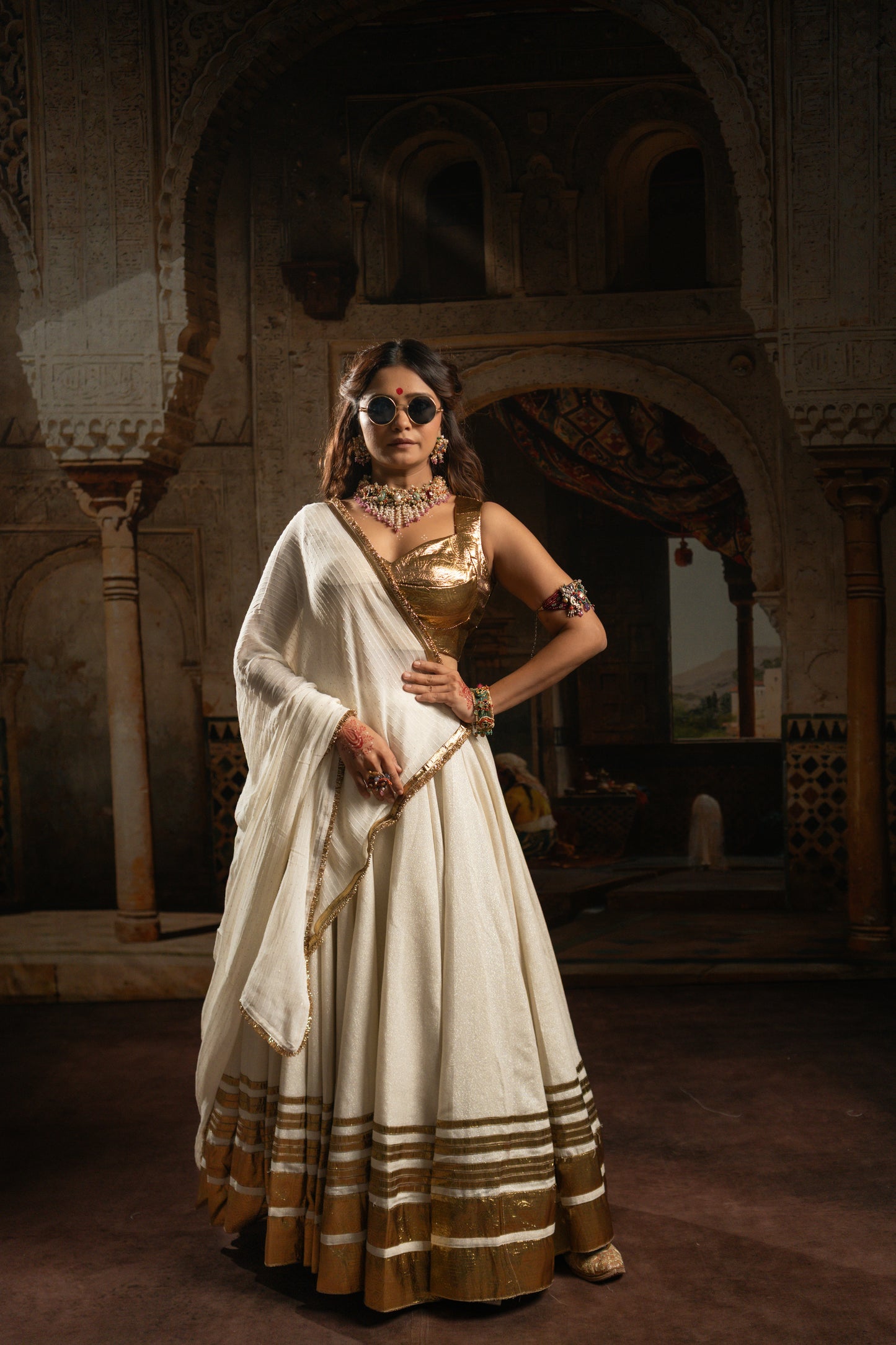 White Shimmer Chaniya Choli Set