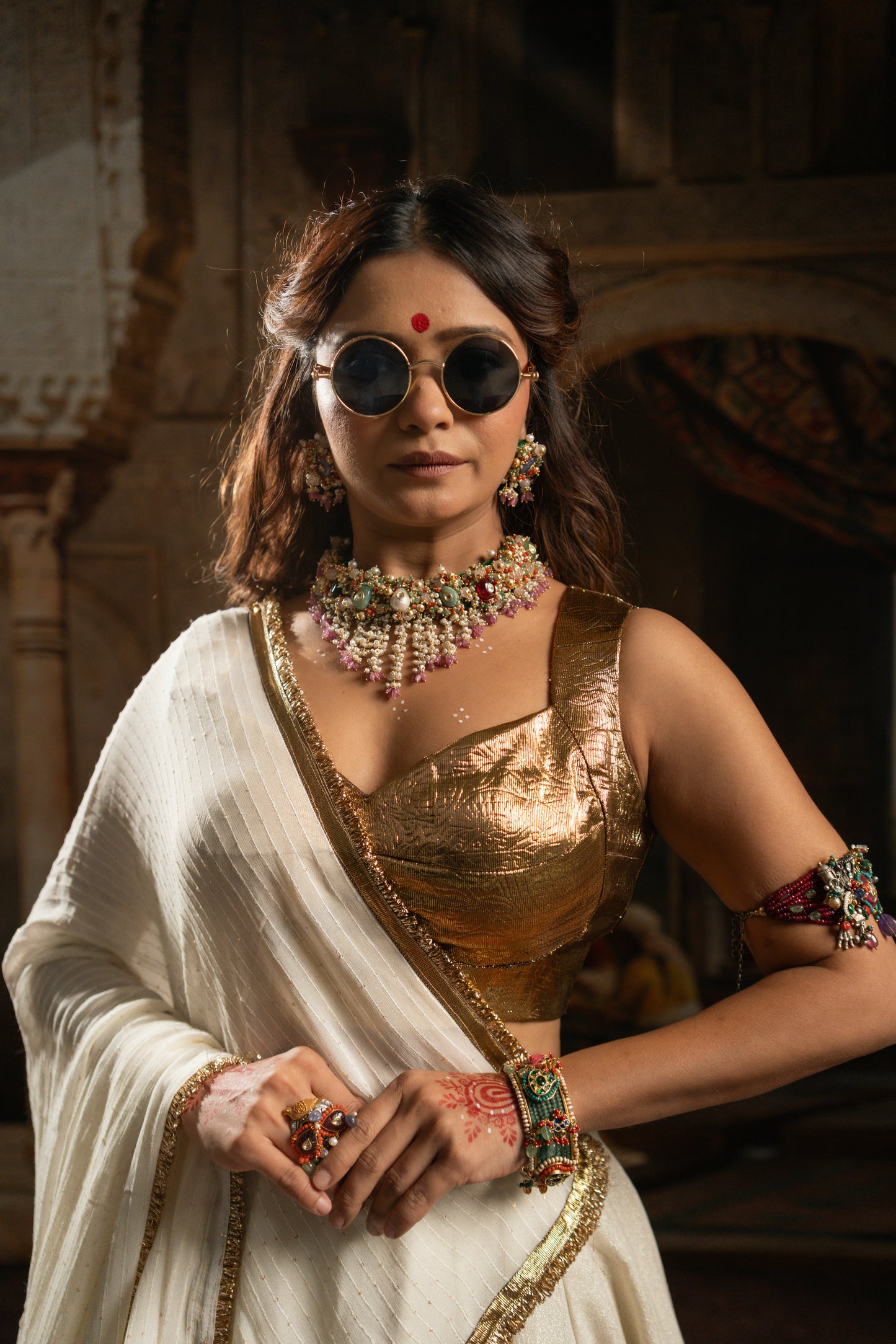 White Shimmer Chaniya Choli Set