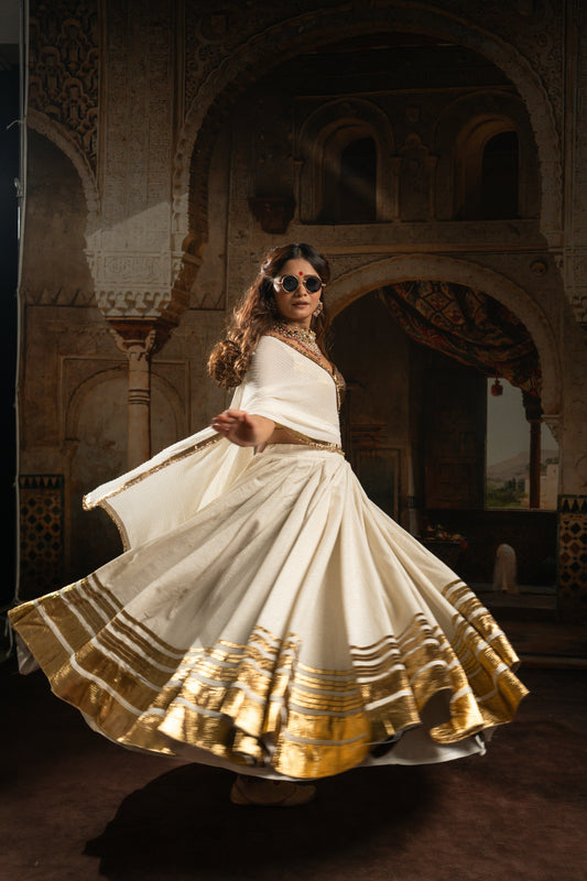 White Shimmer Chaniya Choli Set