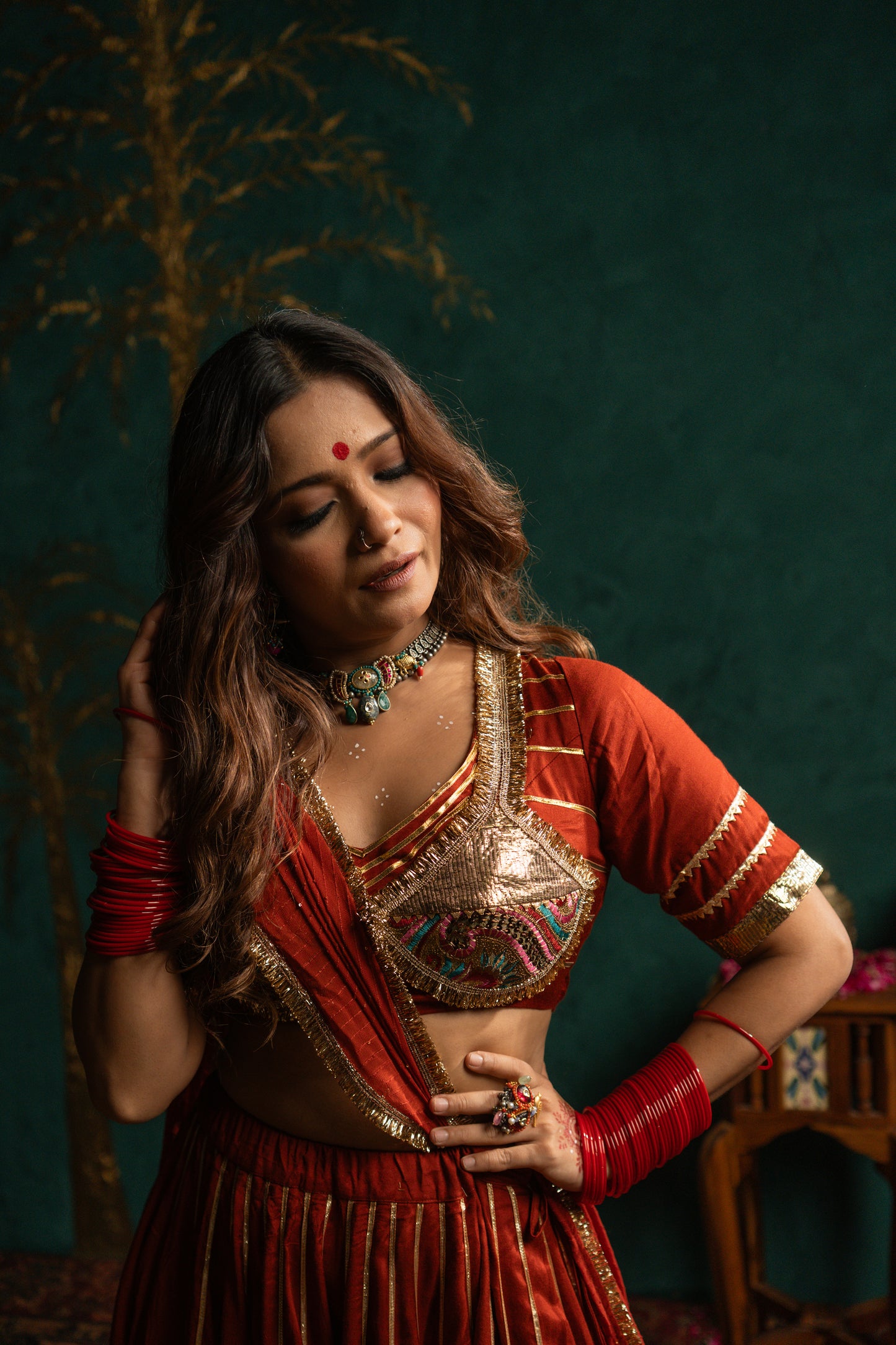 Rust Lampi Chaniya Choli Set