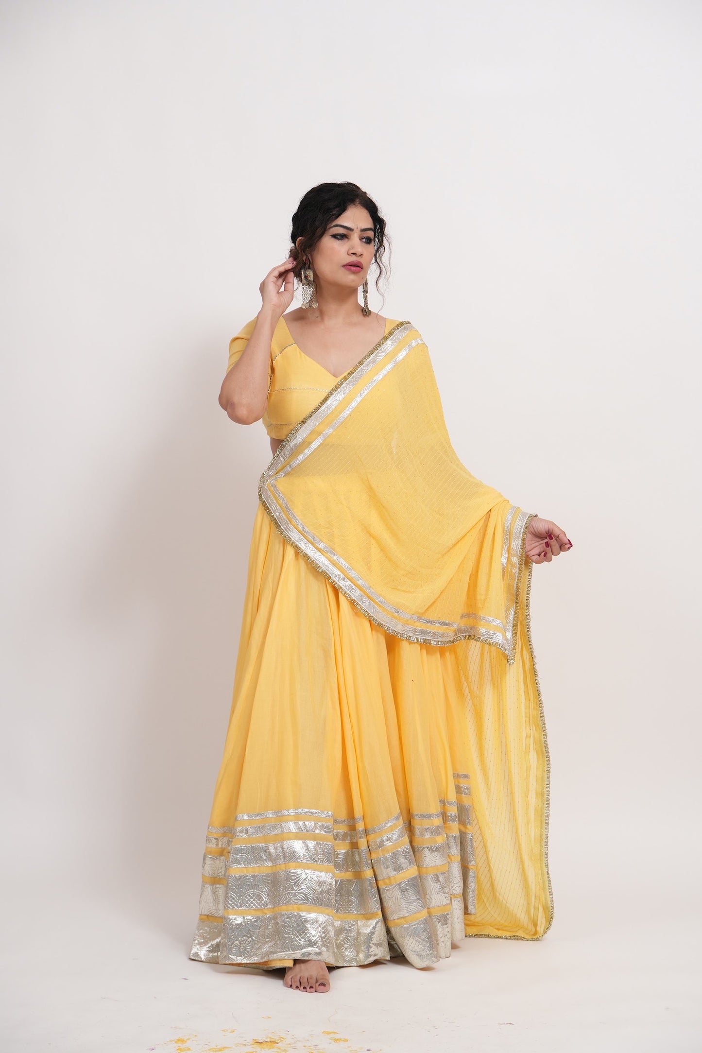 Yellow Silver Chaniya Choli Set
