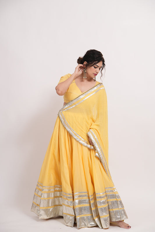 Yellow Silver Chaniya Choli Set