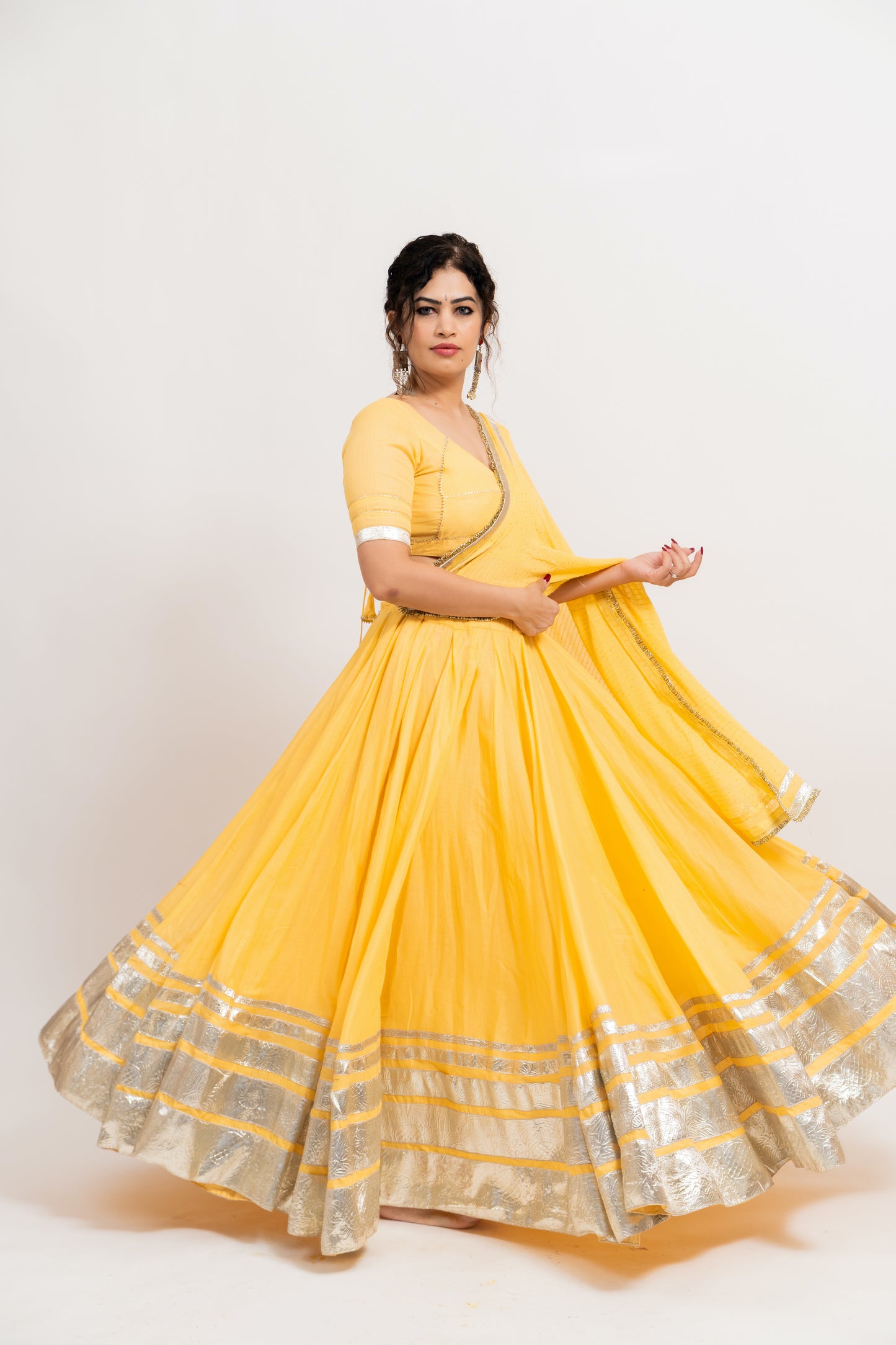 Yellow Silver Chaniya Choli Set