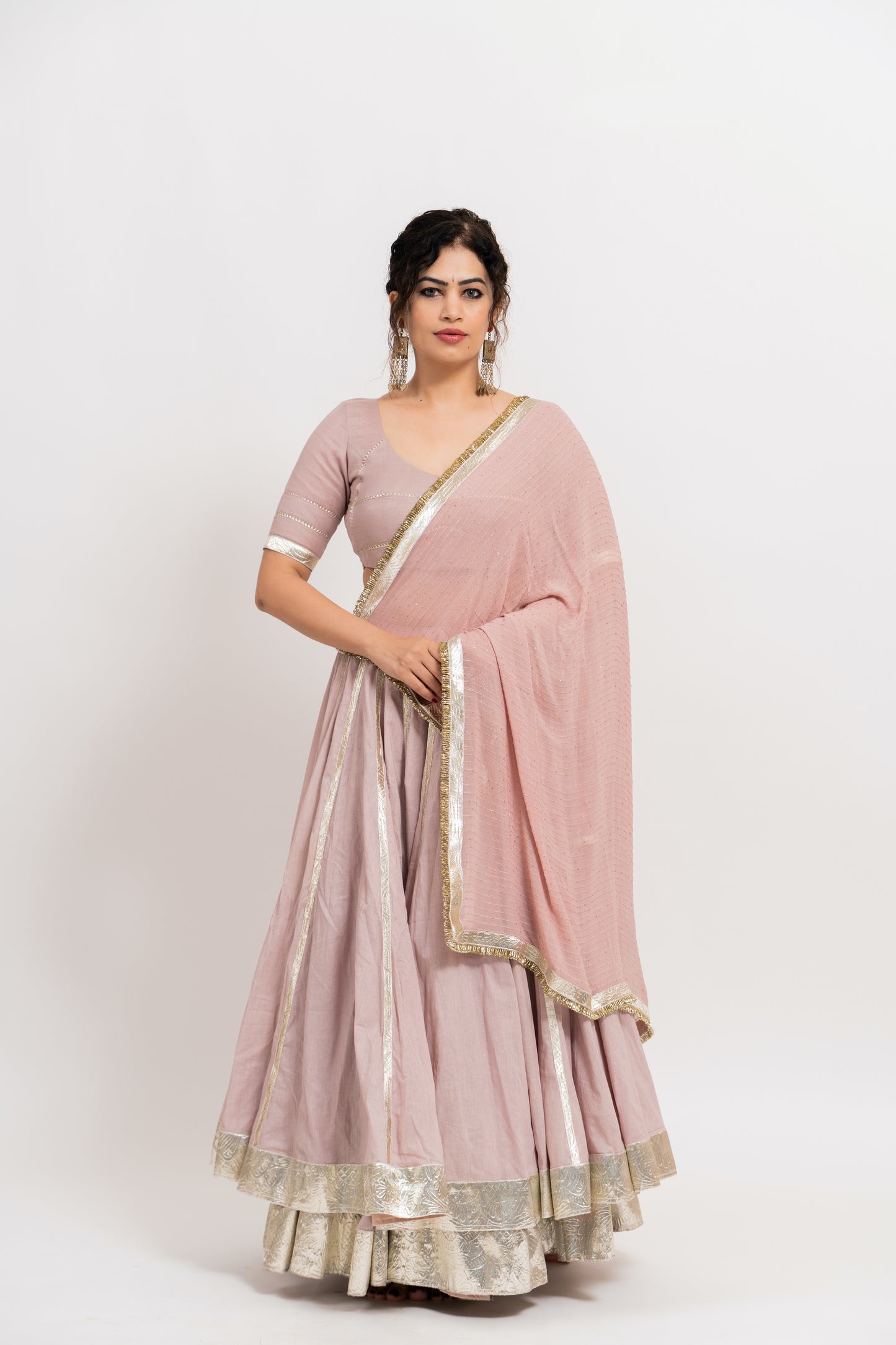 Pastel Mauve Double Layered chaniya choli set