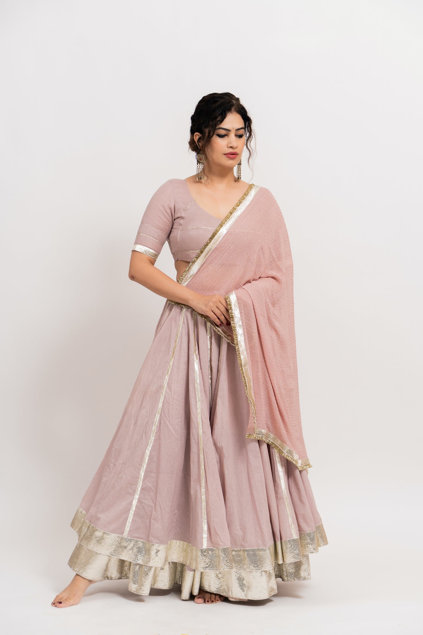 Pastel Mauve Double Layered chaniya choli set