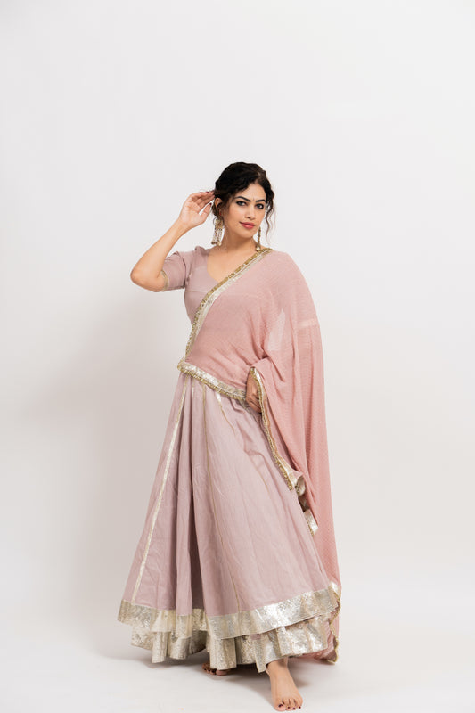 Pastel Mauve Double Layered chaniya choli set