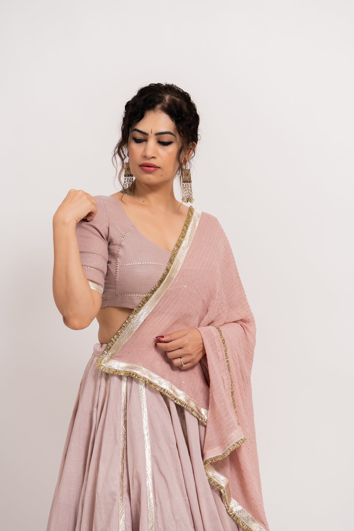 Pastel Mauve Double Layered chaniya choli set