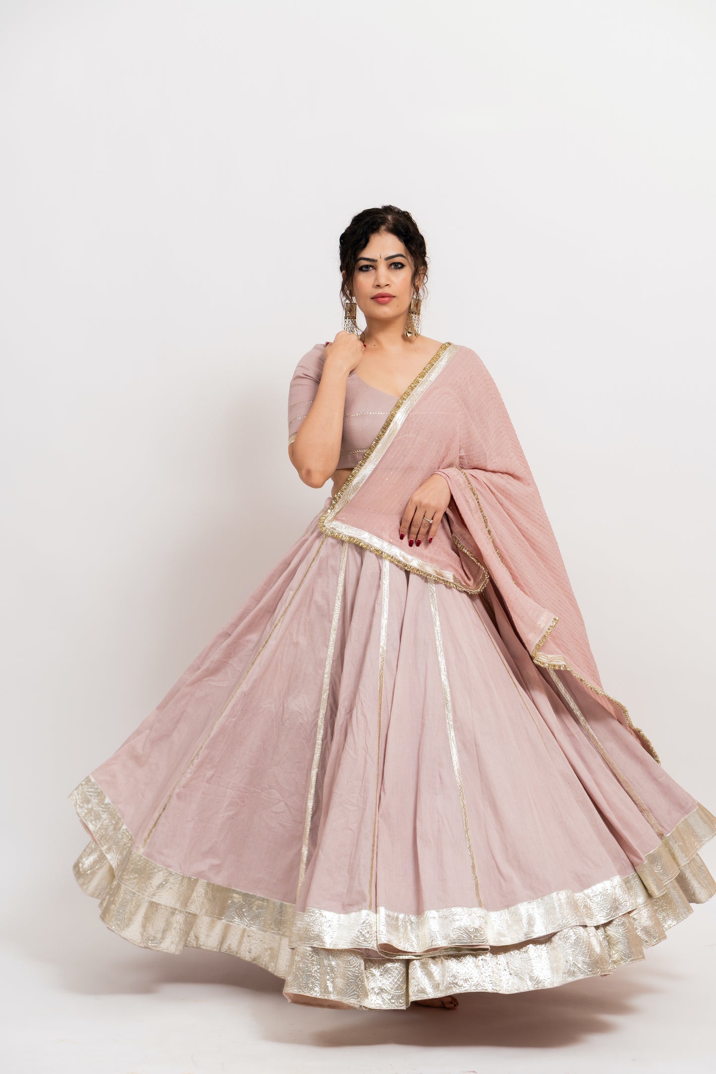 Pastel Mauve Double Layered chaniya choli set
