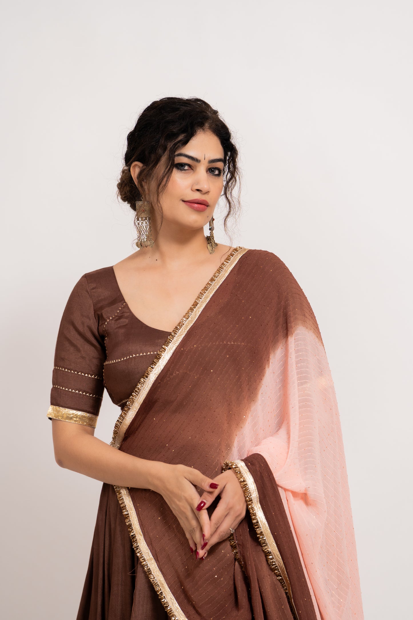 Brown Golden Chaniya Choli Set