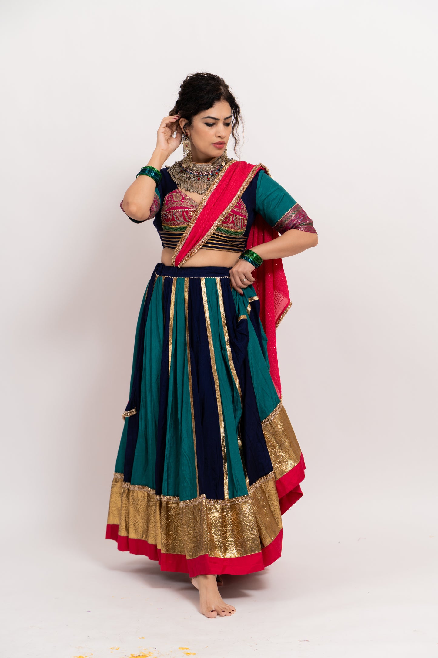Multi Blue Green Kali chaniya set