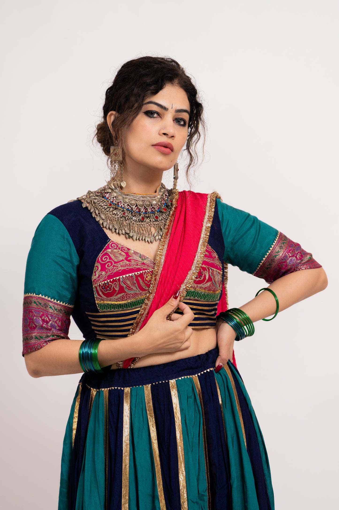 Multi Blue Green Kali chaniya set