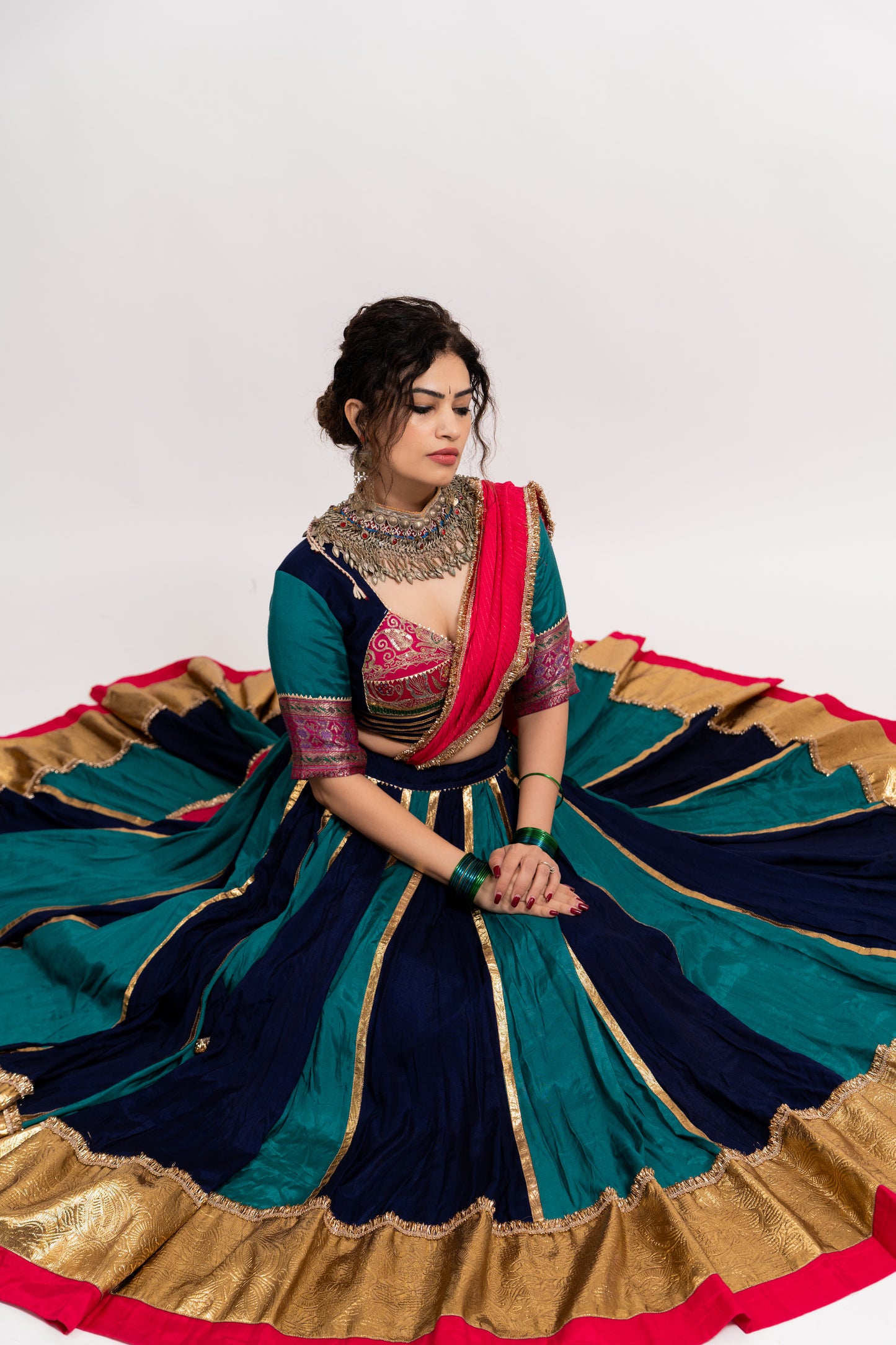 Multi Blue Green Kali chaniya set