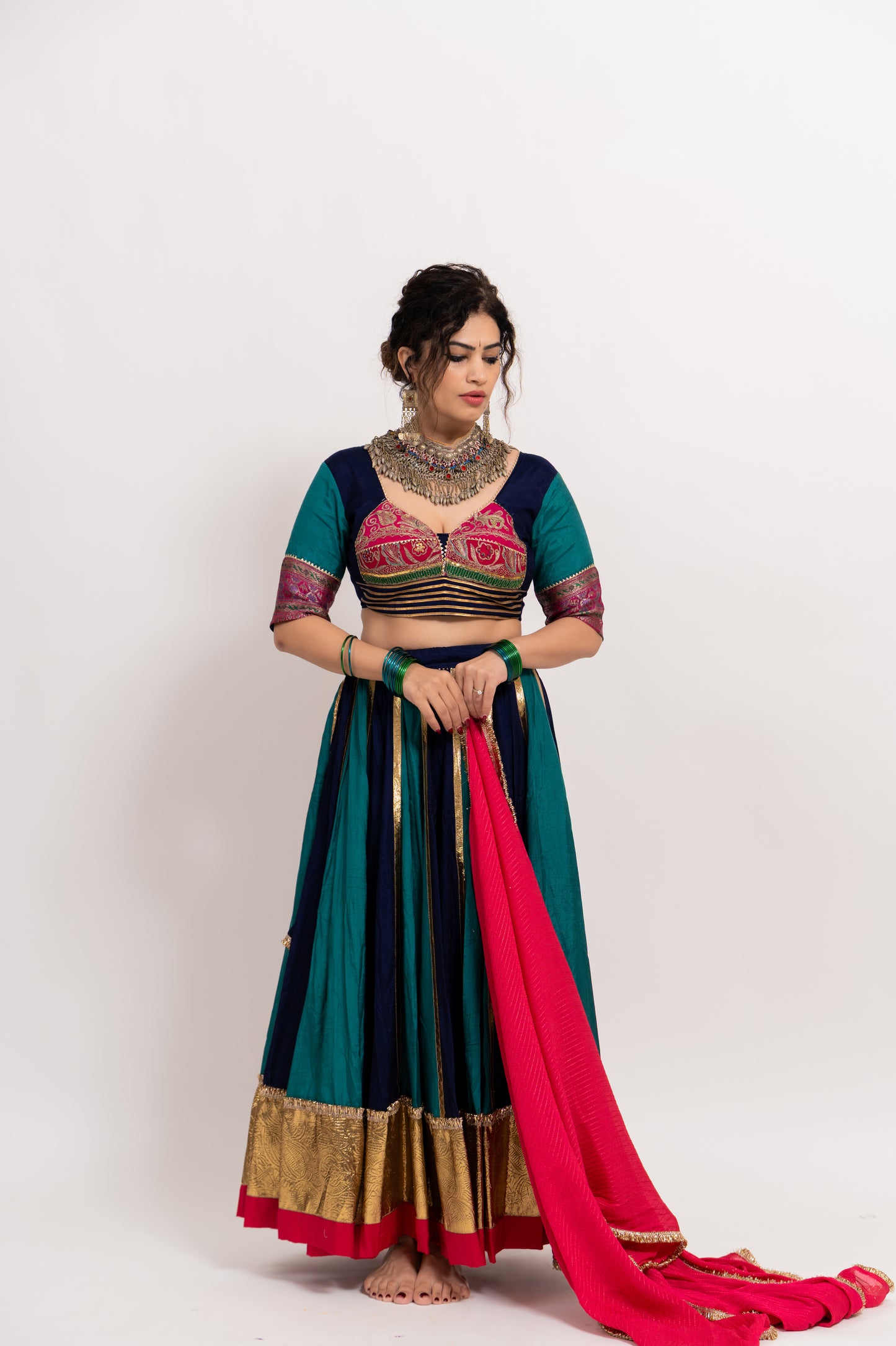 Multi Blue Green Kali chaniya set