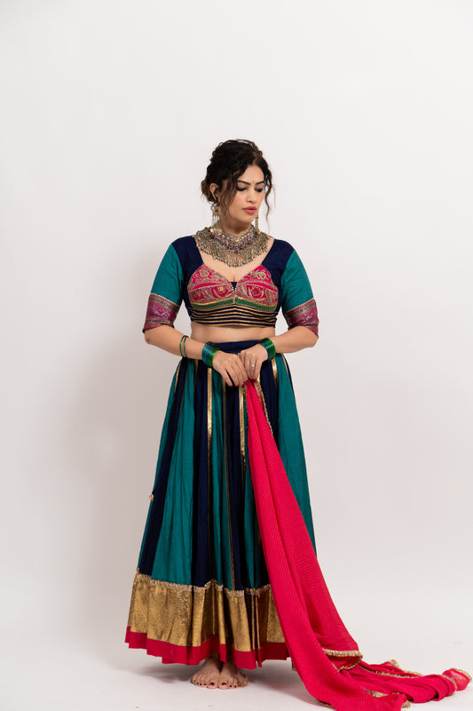 Multi Blue Green Kali chaniya set