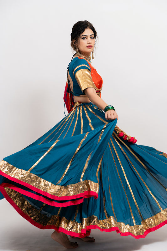 Blue Orange Pink Chaniya Choli Set