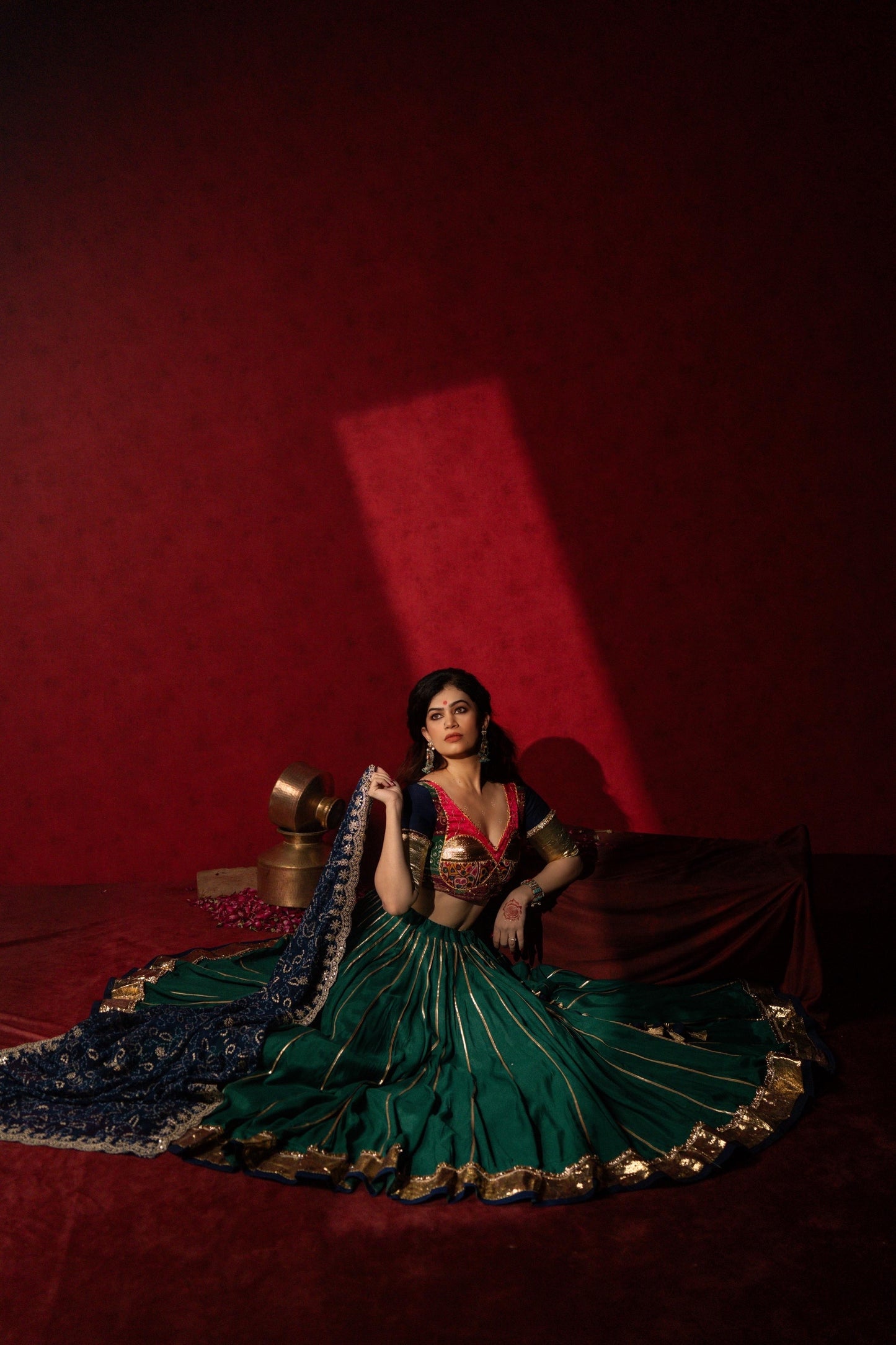 Green Blue chaniya choli set