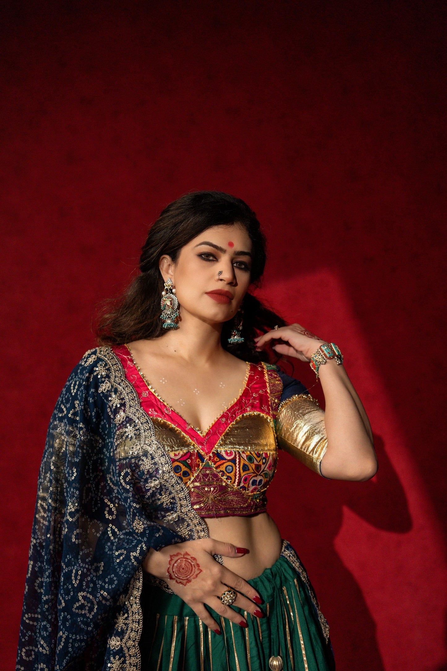 Green Blue chaniya choli set