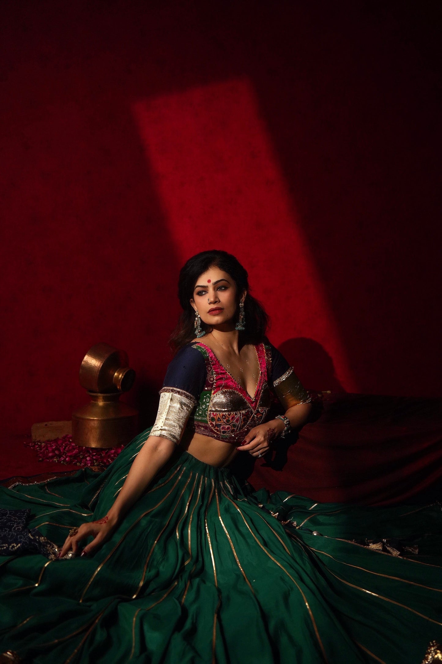 Green Blue chaniya choli set