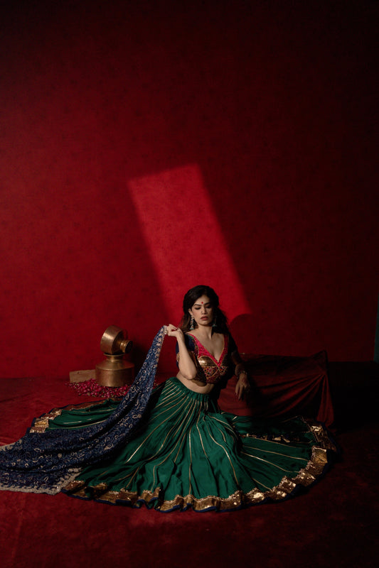Green Blue chaniya choli set