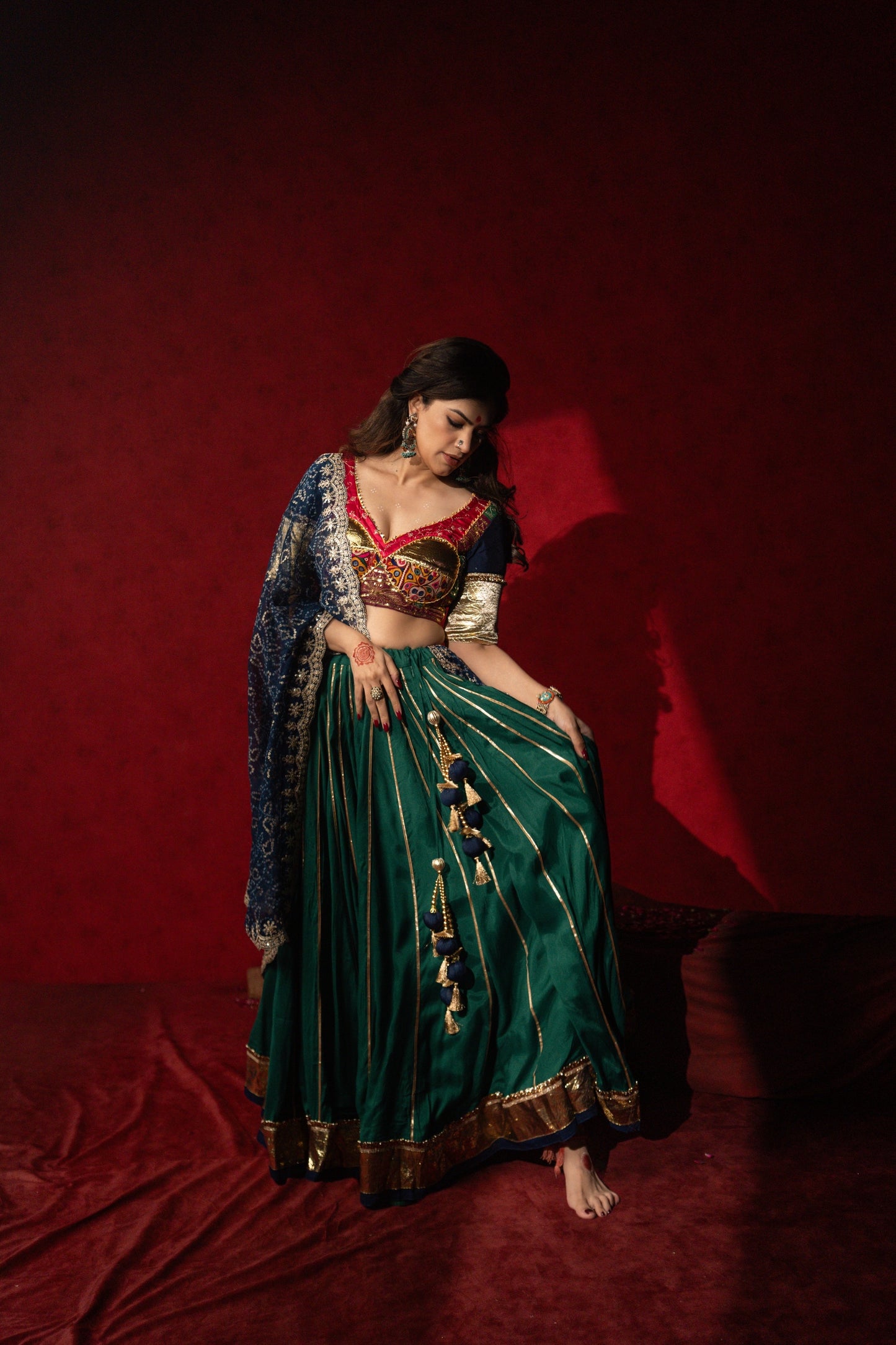 Green Blue chaniya choli set