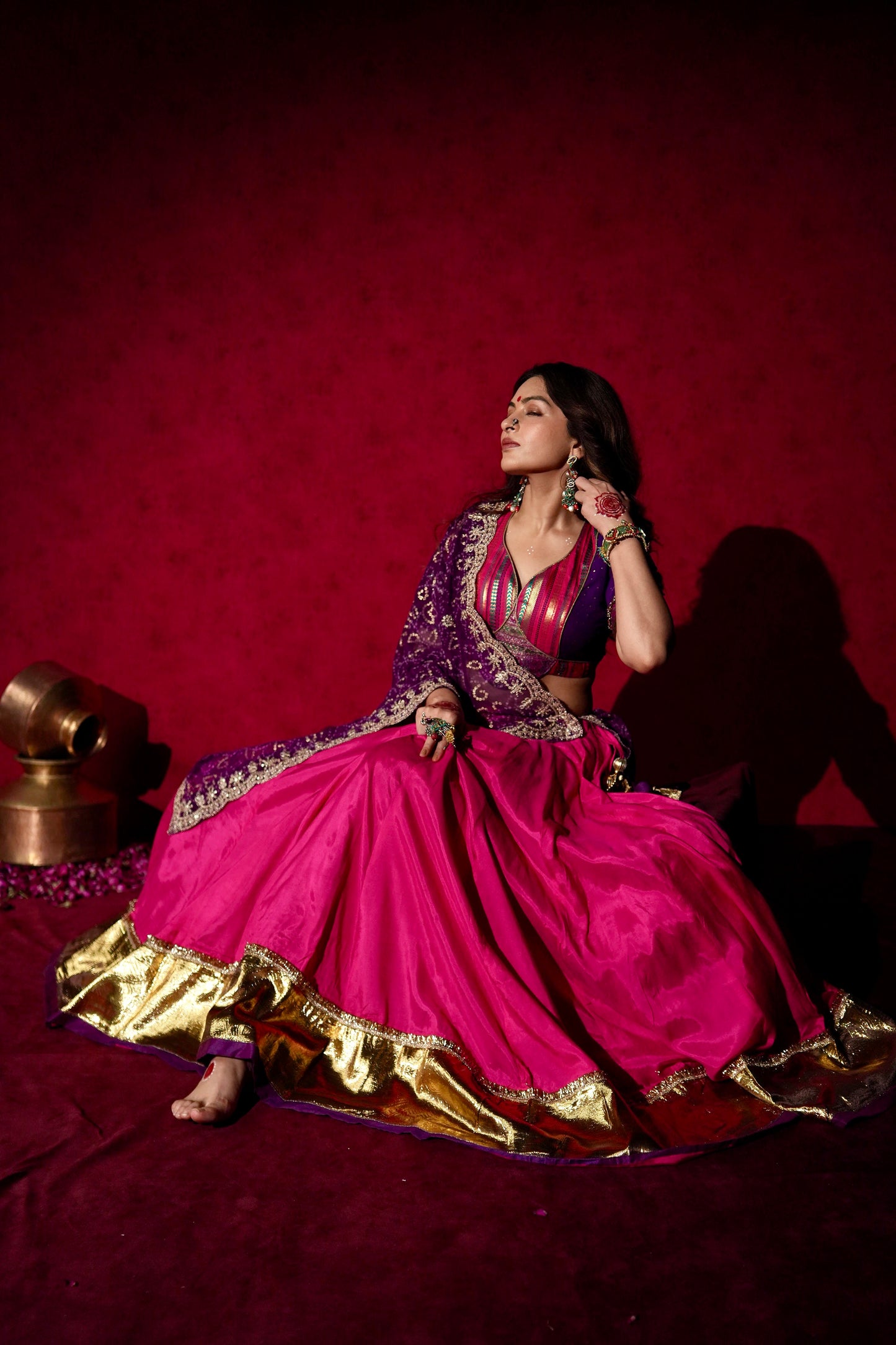 Fuscia Pink Purple chaniya choli set