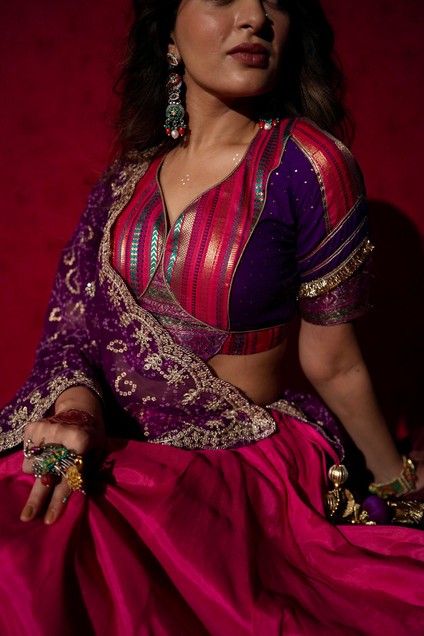 Fuscia Pink Purple chaniya choli set