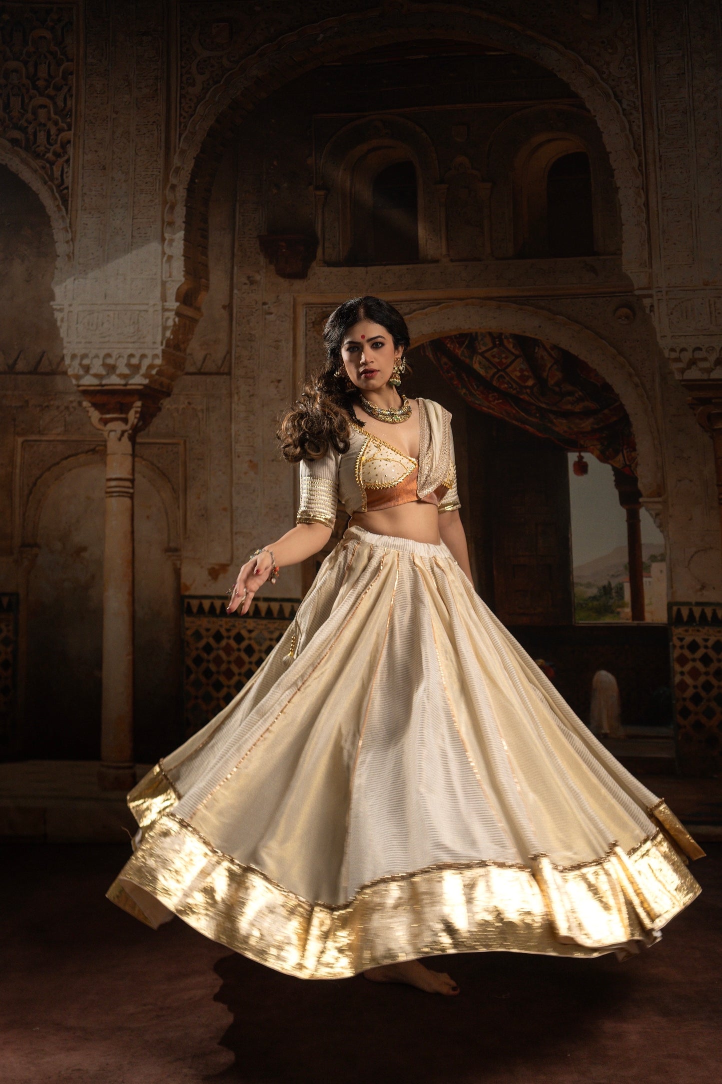 Ivory Tissue Chaniya Choli Set