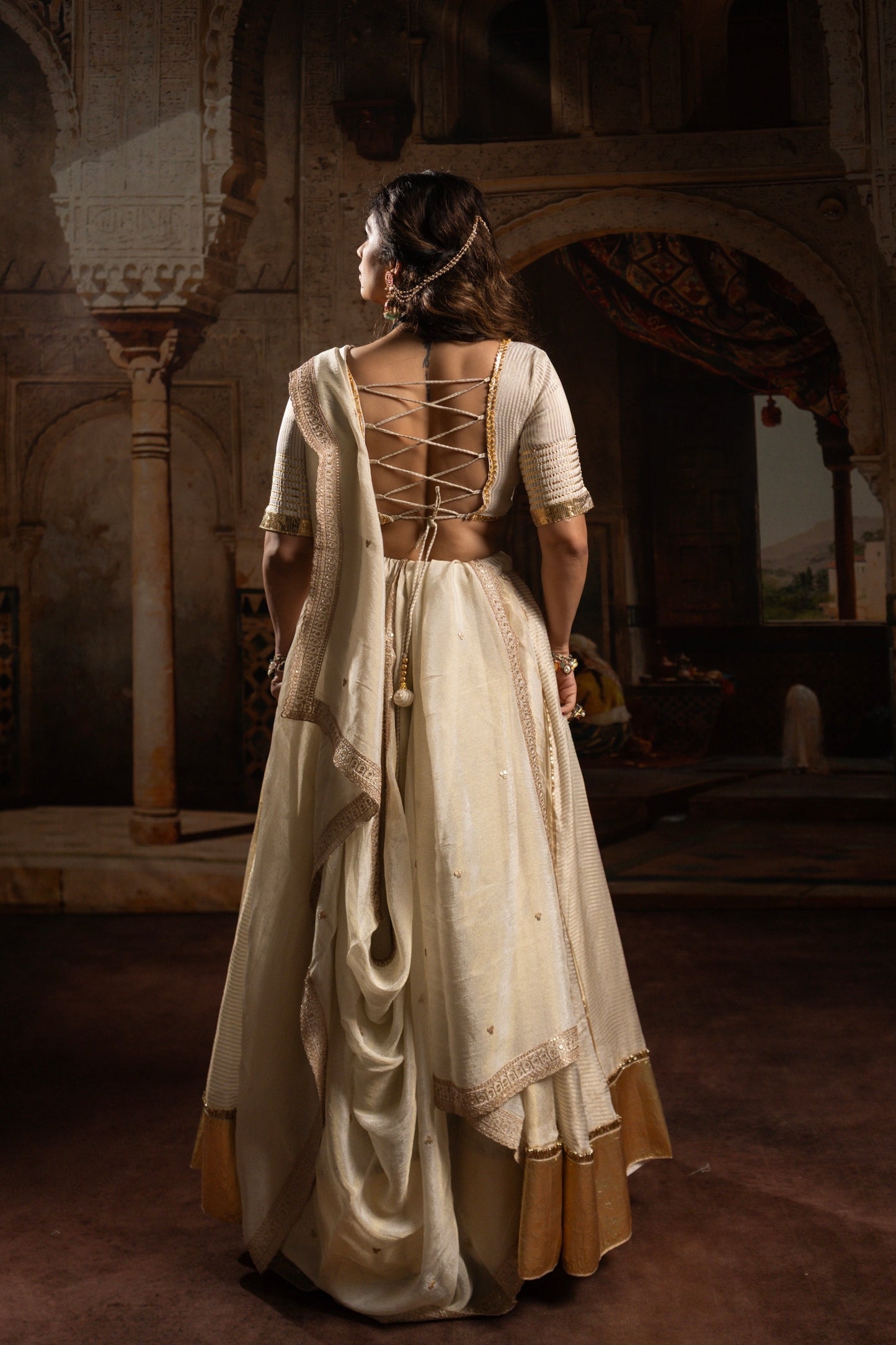 Ivory Tissue Chaniya Choli Set