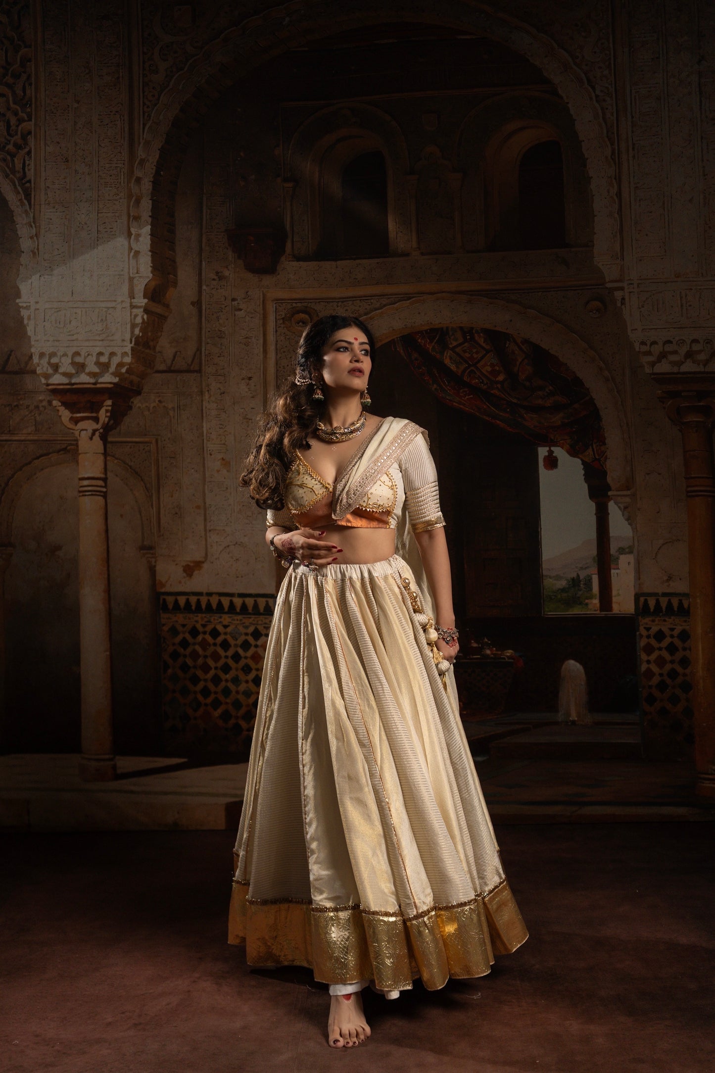 Ivory Tissue Chaniya Choli Set