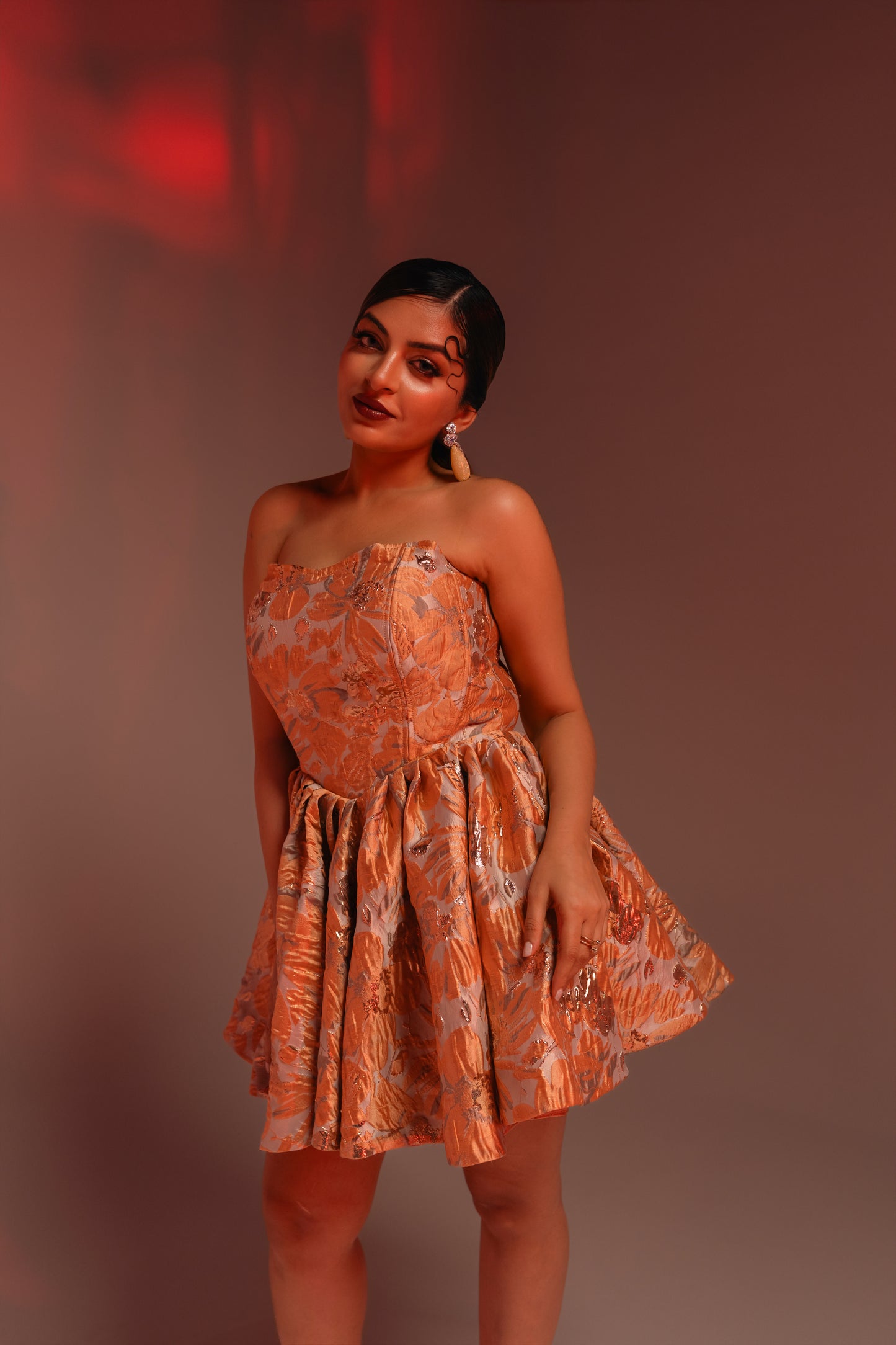 Orange Corset Flared Dress