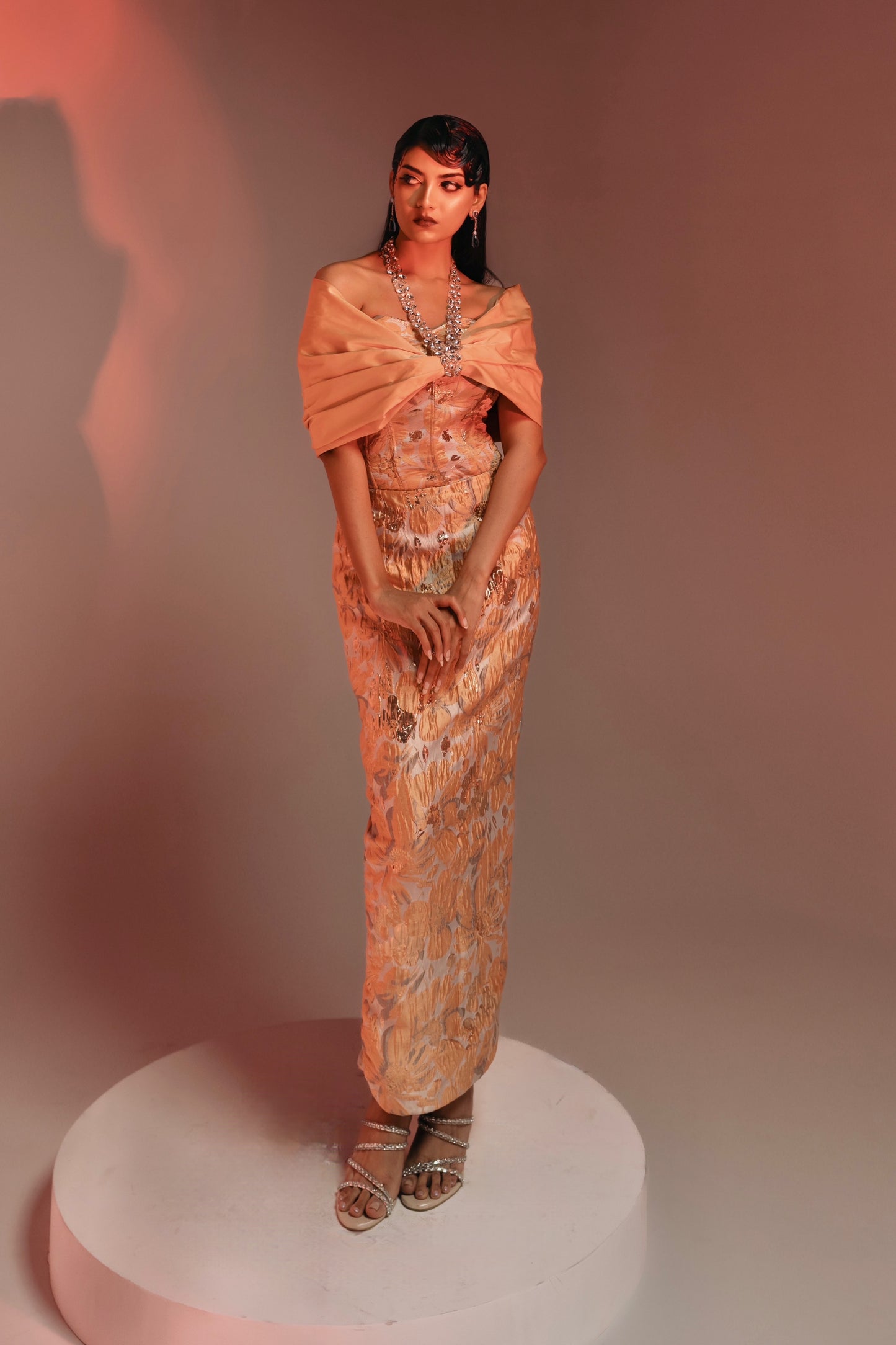 Orange Jaquard Dress