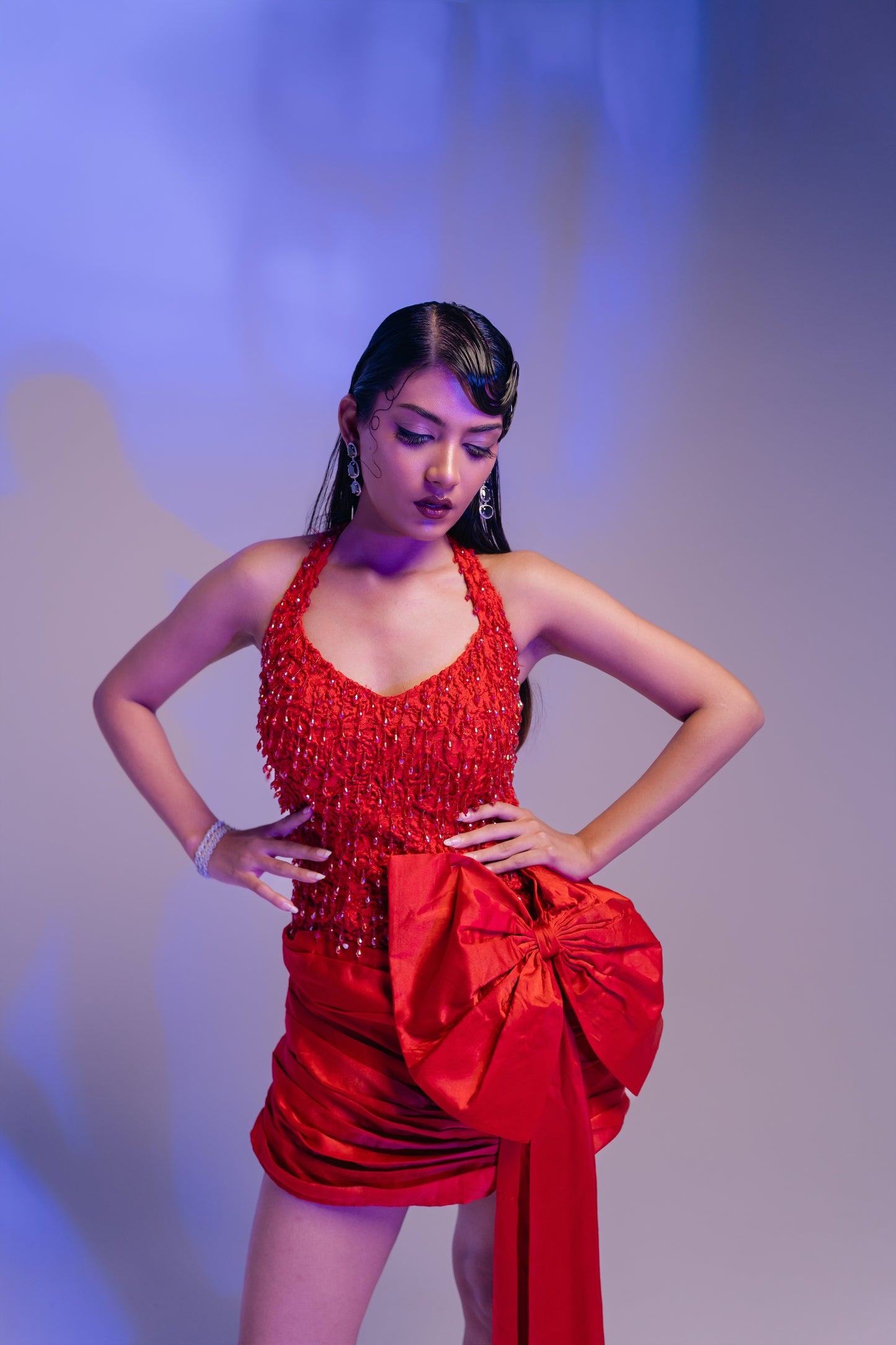 Red Tasseled Bow Dress
