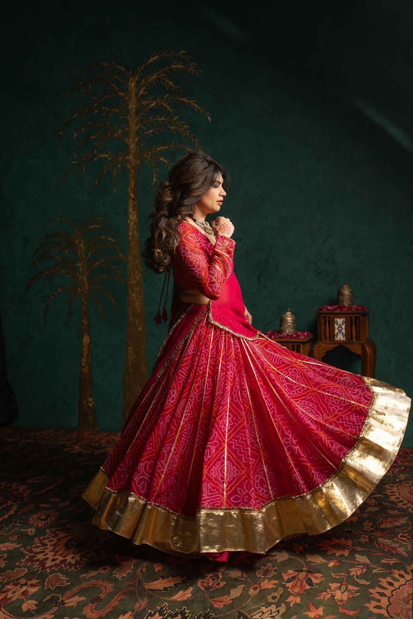 Pink Bandhani Lehenga Set