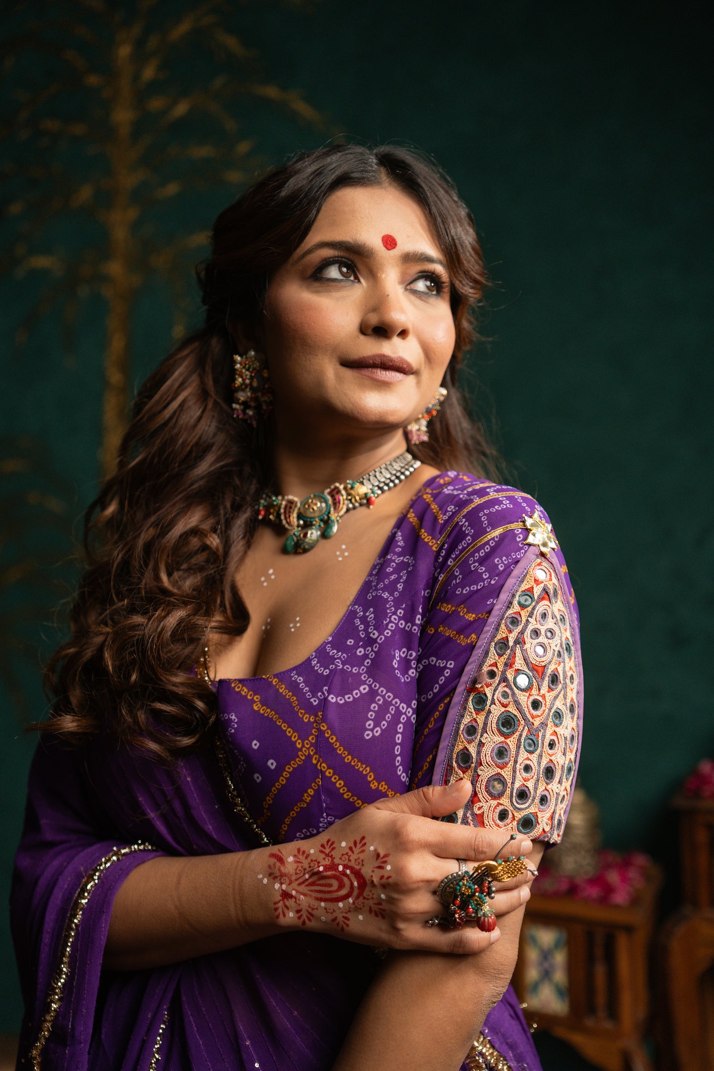 Purple Bandhani Chaniya choli set