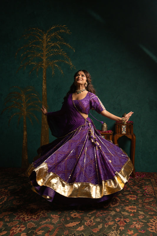 Purple Bandhani Chaniya choli set