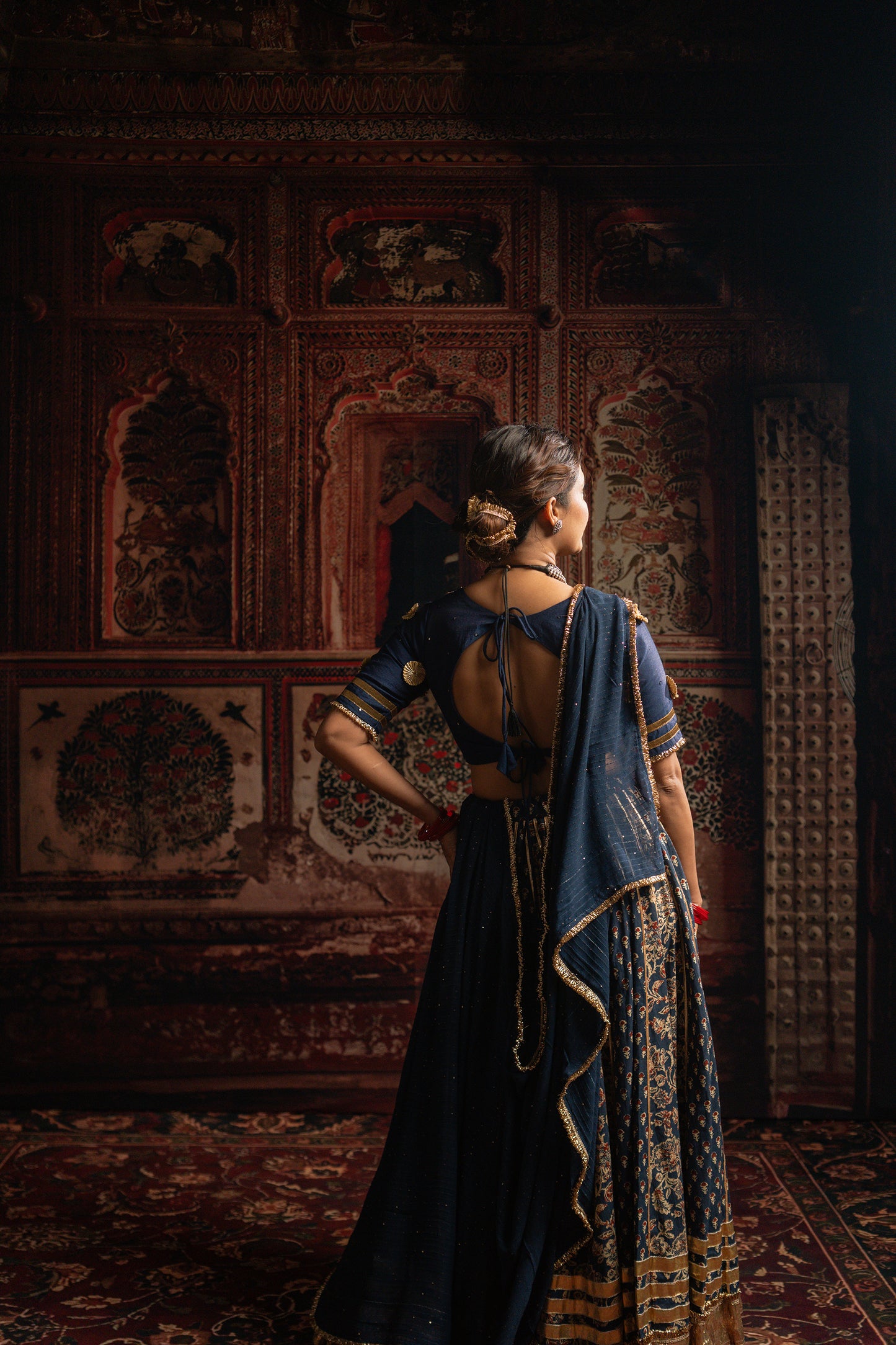 Navy Blue printed chaniya choli set