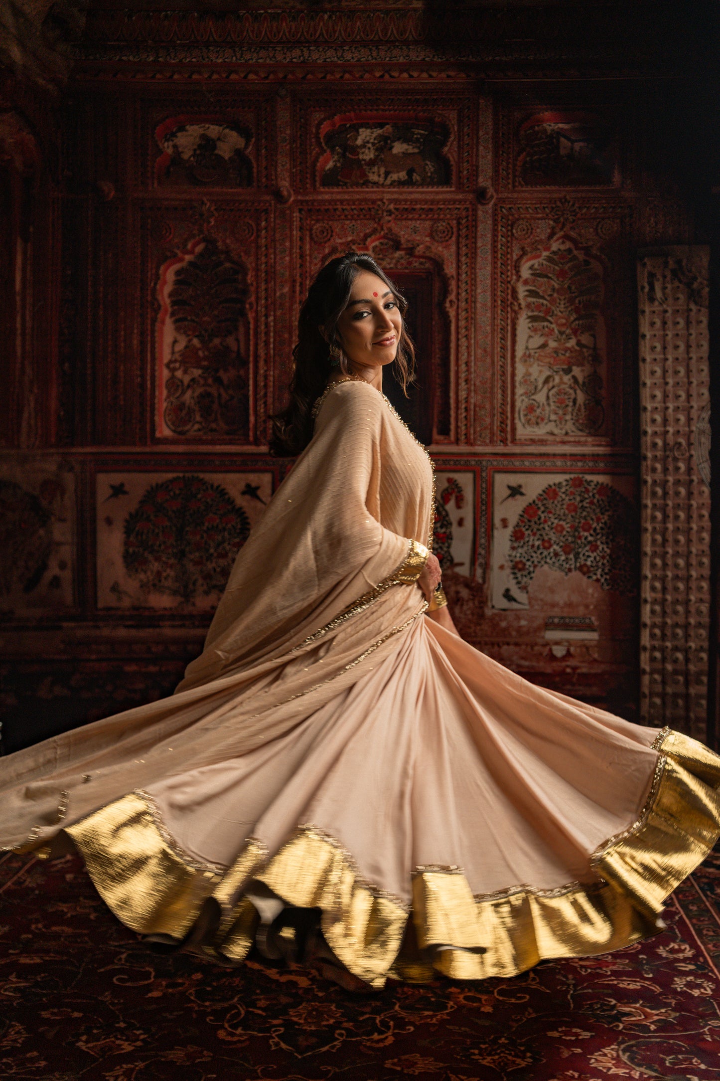 Beige gold chaniya choli set