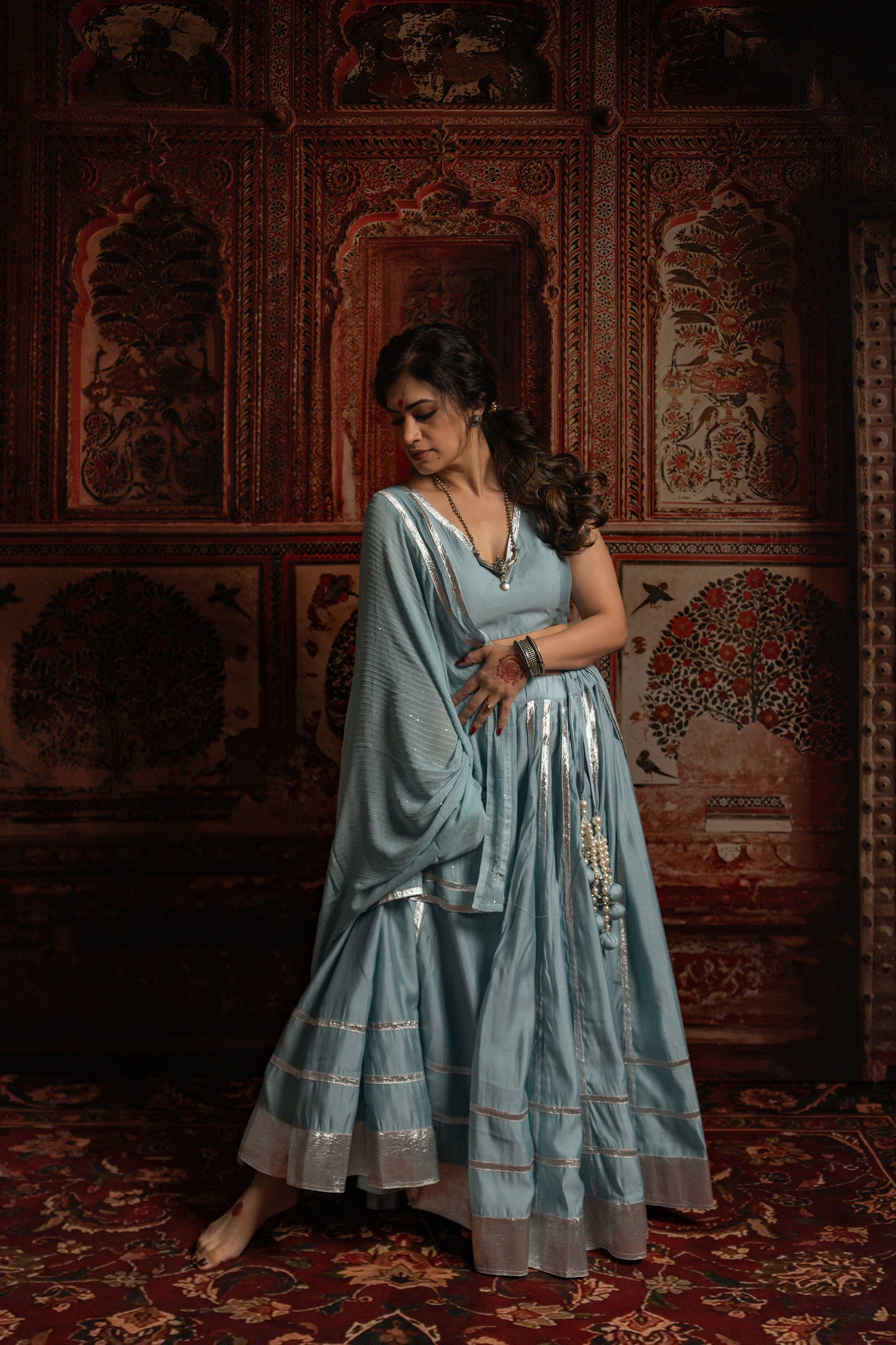 Powder blue chaniya choli set