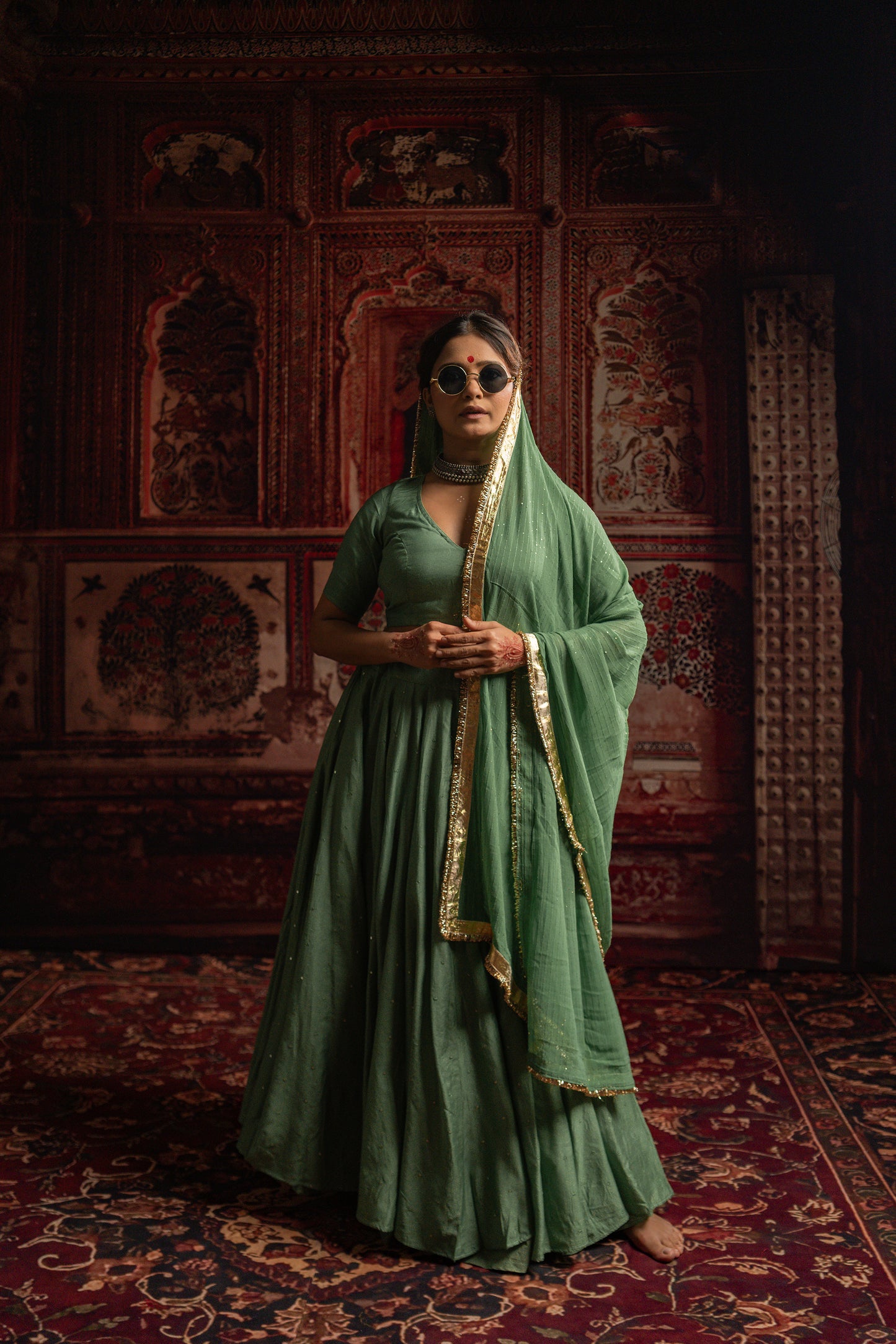 Pista Green chaniya choli set