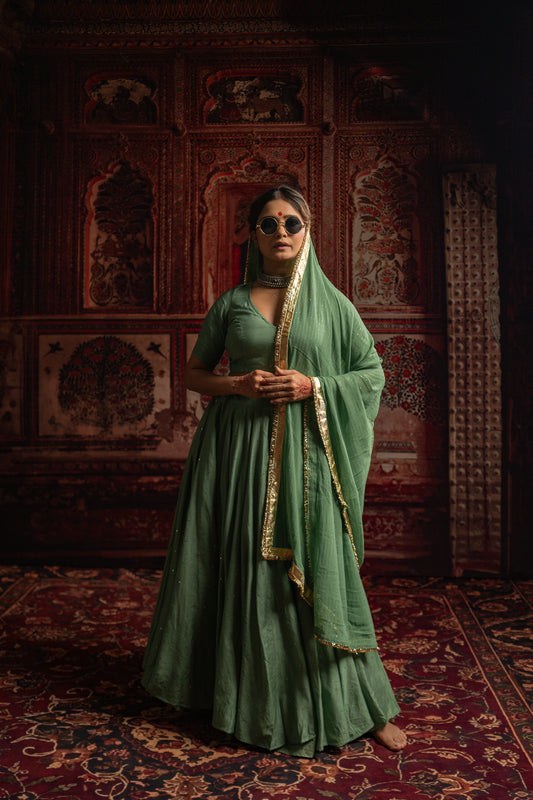 Pista Green chaniya choli set