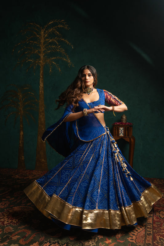 Blue Bandhani Chaniya Choli Set