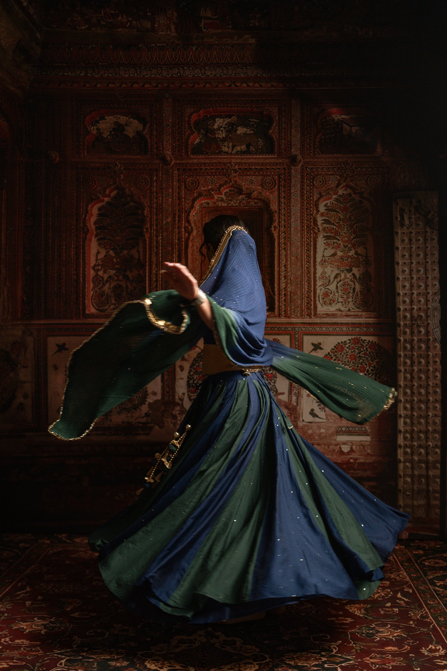 Blue Green chaniya choli set