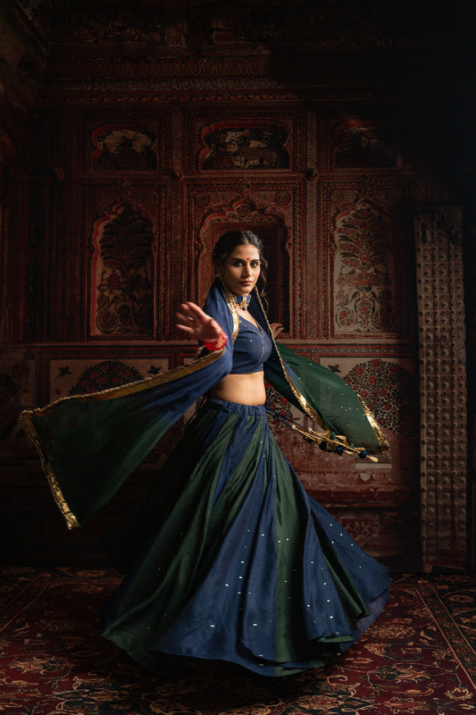 Blue Green chaniya choli set