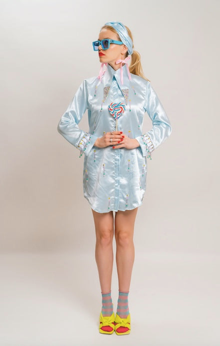 Blue shirt dress