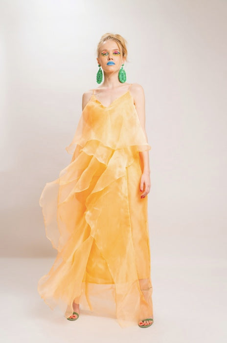 Pastel tangerine organza dress
