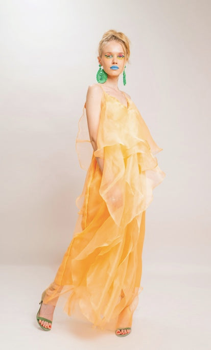 Pastel tangerine organza dress