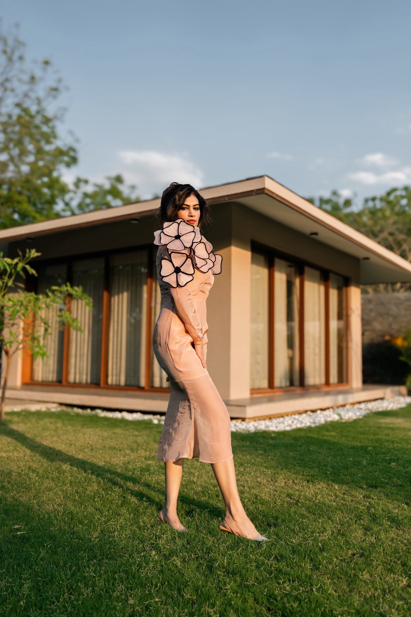 Blush Pink 3D Flower Dress